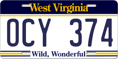 WV license plate OCY374