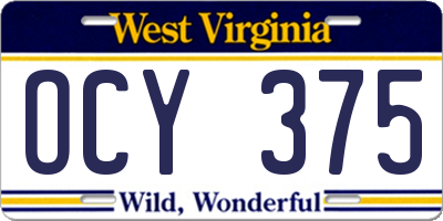 WV license plate OCY375