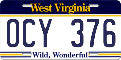 WV license plate OCY376