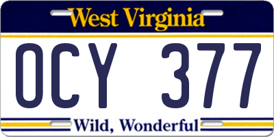 WV license plate OCY377