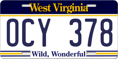 WV license plate OCY378