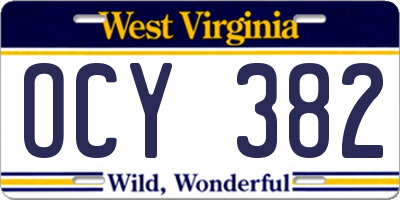 WV license plate OCY382
