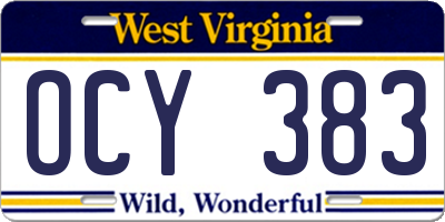 WV license plate OCY383