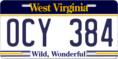 WV license plate OCY384