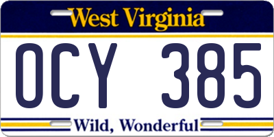 WV license plate OCY385