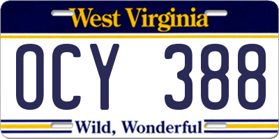 WV license plate OCY388