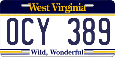 WV license plate OCY389