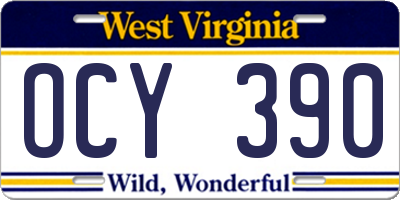 WV license plate OCY390