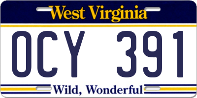 WV license plate OCY391