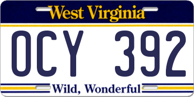 WV license plate OCY392