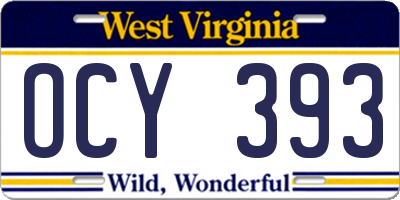 WV license plate OCY393