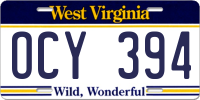 WV license plate OCY394