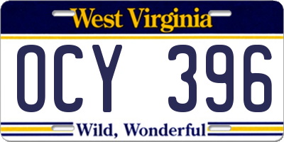 WV license plate OCY396