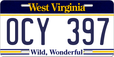 WV license plate OCY397