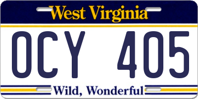 WV license plate OCY405