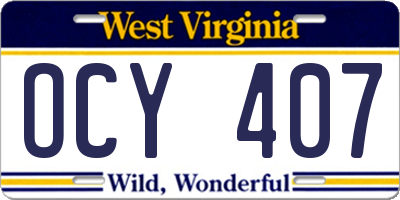 WV license plate OCY407
