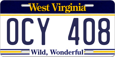 WV license plate OCY408