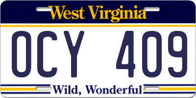 WV license plate OCY409