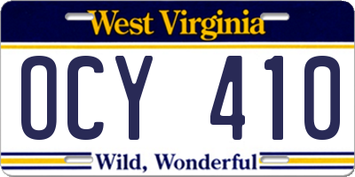WV license plate OCY410