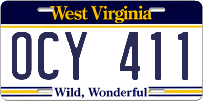WV license plate OCY411