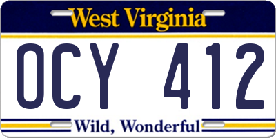 WV license plate OCY412