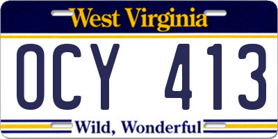 WV license plate OCY413