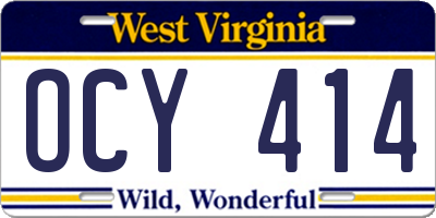 WV license plate OCY414