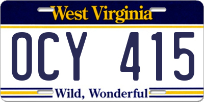 WV license plate OCY415