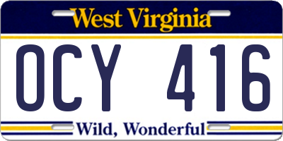 WV license plate OCY416