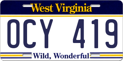 WV license plate OCY419