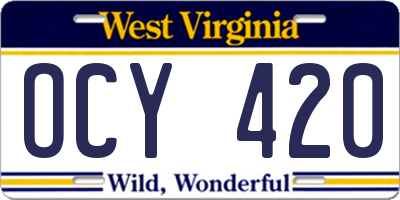 WV license plate OCY420