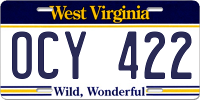 WV license plate OCY422