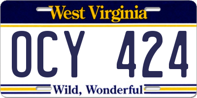 WV license plate OCY424