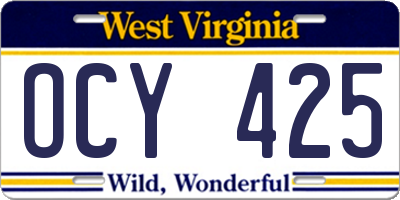 WV license plate OCY425