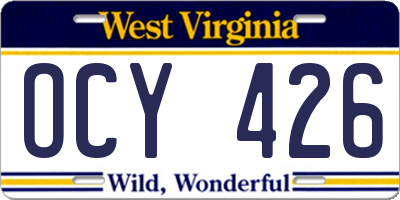 WV license plate OCY426