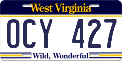WV license plate OCY427
