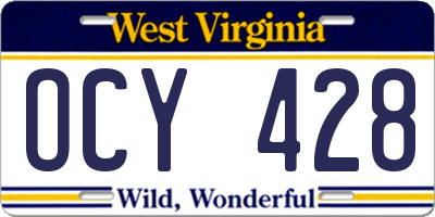 WV license plate OCY428