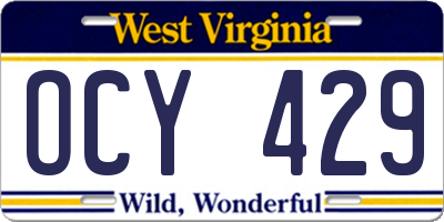 WV license plate OCY429