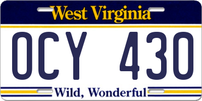 WV license plate OCY430
