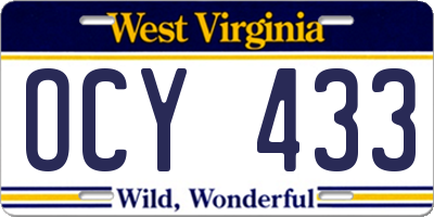 WV license plate OCY433