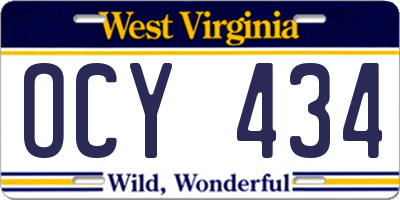 WV license plate OCY434