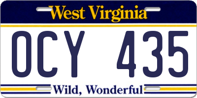 WV license plate OCY435
