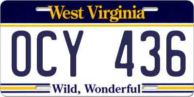 WV license plate OCY436