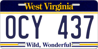 WV license plate OCY437
