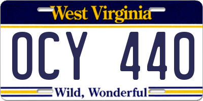 WV license plate OCY440