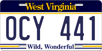 WV license plate OCY441