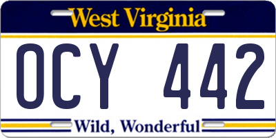 WV license plate OCY442