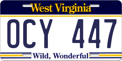 WV license plate OCY447