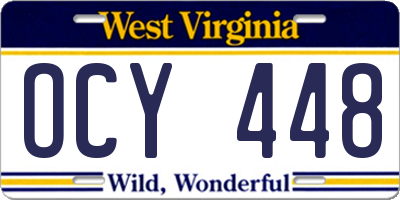 WV license plate OCY448