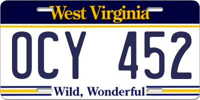 WV license plate OCY452